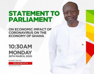Finance Minister briefs parliament on impact of COVID-19 on Ghanaian economy