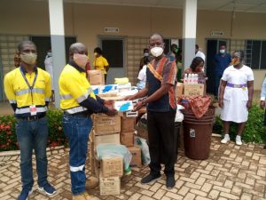 Newmont Ahafo mine presents PPEs to Hwidiem St Elizabeth Hospital