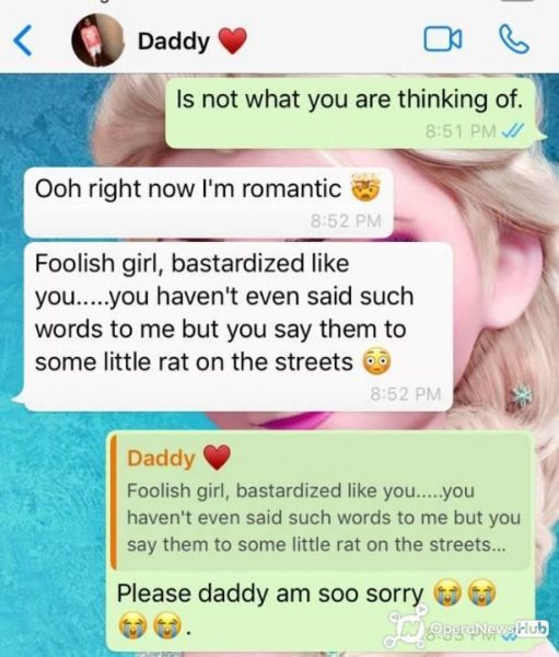 Screenshots: Girl Mistakenly Sends Love Messages To Her Dad; See Dad’s Reaction
