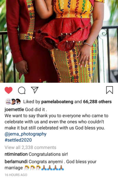 Berla Mundi Reacts To Joe Mettle’s Wedding – See What She Said