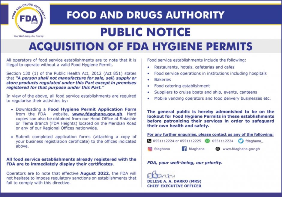 it is illegal to operate without valid food hygiene permit fda warns eateries scaled