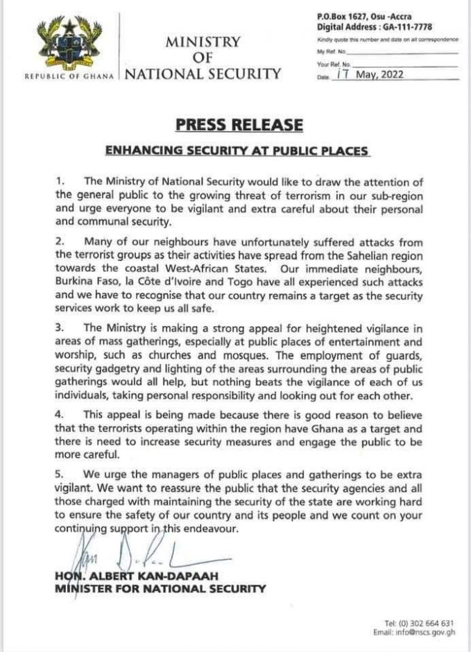 terrorists have targeted ghana lets be vigilant national security minister scaled