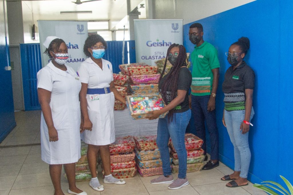 unilever ghanas geisha brand team donates to mothers and newborn babies on mothers day