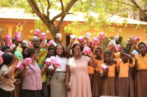luv fms morning show team distributes about 1000 pieces of sanitary pads to needy girls