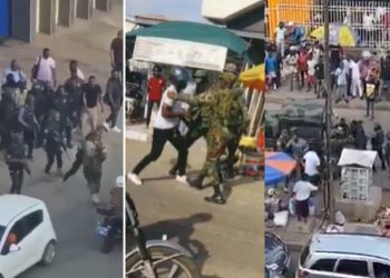 Armed police officers and soldiers clash in Accra central as traders run for their lives