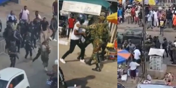 armed police officers and soldiers clash in accra central as traders run for their lives