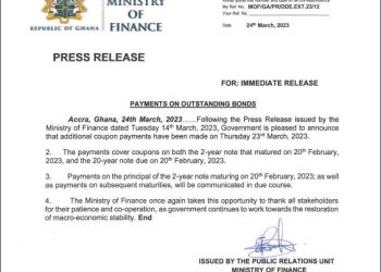 Government makes additional payment for outstanding coupons