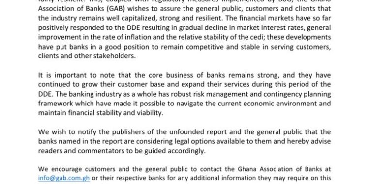 reports that banks are facing insolvency risk over dde malicious ghana association of banks