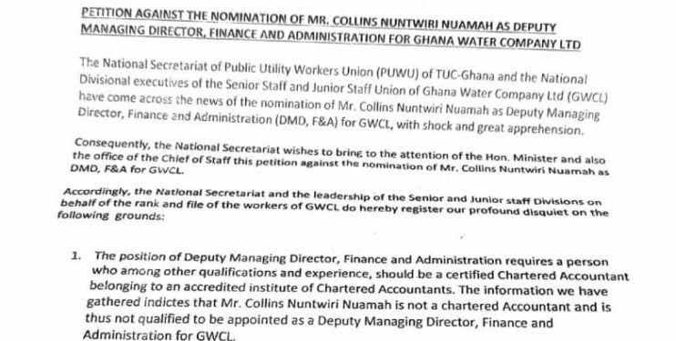 Collins Nuamah not qualified for GWCL Deputy Managing Director post – Public Utilities Workers’ Union of TUC 1 collins nuamah not qualified for gwcl deputy managing director post public utilities workers union of tuc
