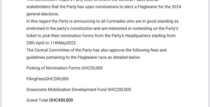 cpp opens nominations for flagbearer aspirants to pay ghc2a2450k for successful application