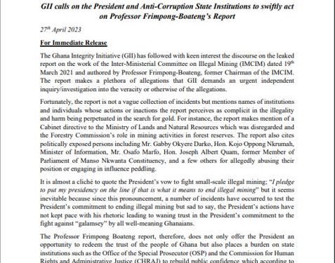 GII demands urgent independent inquiry into Prof Frimpong-Boateng’s report 1 gii demands urgent independent inquiry into prof frimpong boatengs report