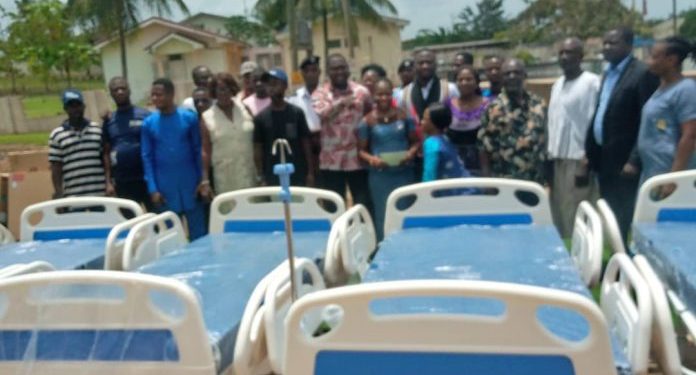 joseph adjei banin presents equipment to assin fosu polyclinic