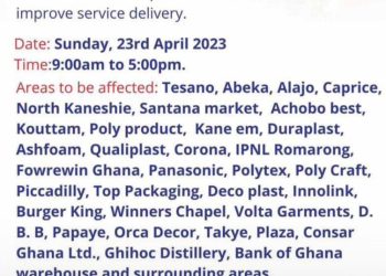 Lights in parts of Accra to go off as ECG undertakes maintenance works on Sunday