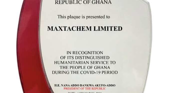 maxtachem receives presidential award for humanitarian service