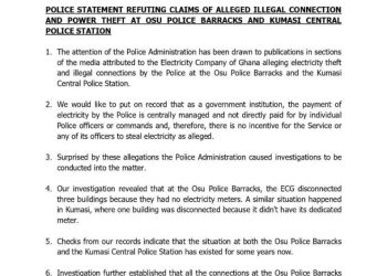 Police reject allegations of ‘power stealing’ at Osu barracks, Kumasi Central Station