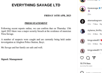 Tiwa Savage escapes alleged kidnap attempt, suspects arrested