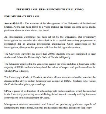 upsa probes student misconduct captured in viral video