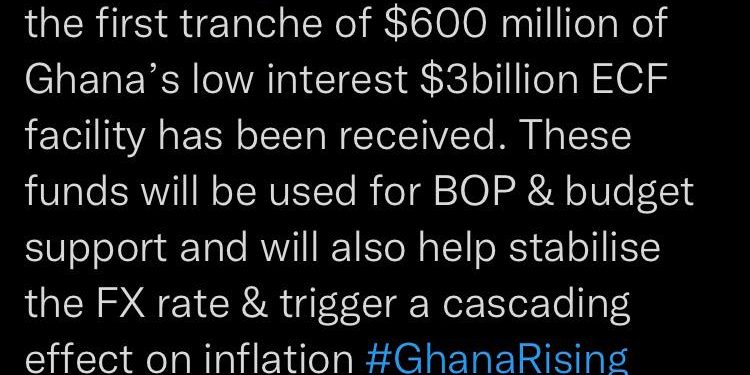 600m imf cash credited to bog account