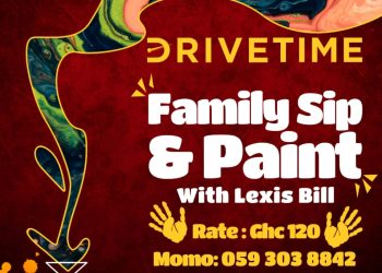 All set for Drive Time Family Sip and Paint with Lexis Bill