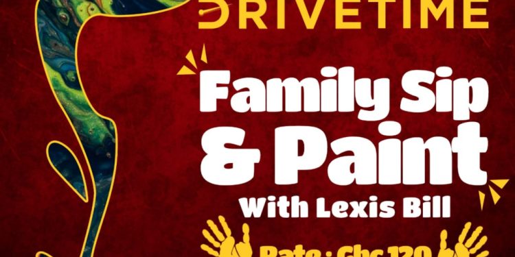 all set for drive time family sip and paint with lexis bill
