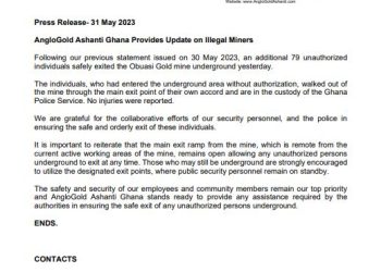 AngloGold incident: 79 illegal miners out of underground mine