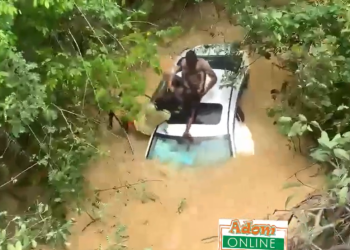 Car somersaults and falls into stream along Takoradi-Cape Coast highway
