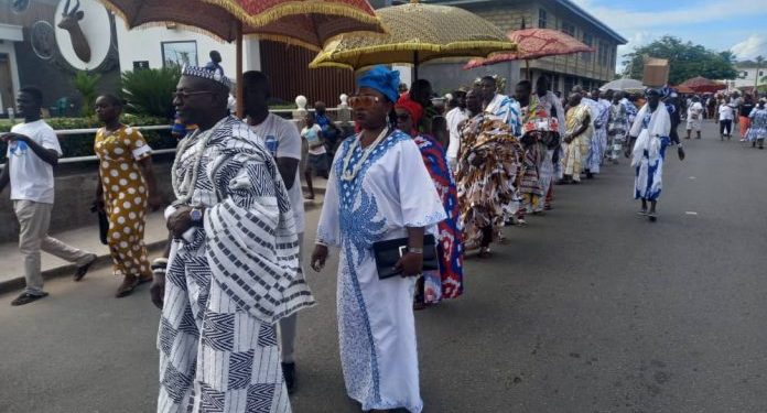 effutu asafo warriors capture two deers to climax 2023 aboakyer festival
