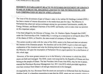 Immediately transfer shares held by JOHL to GNPC – Minority to government