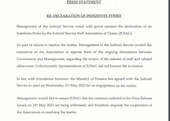 Judicial Service appeals to JUSAG to call off strike amid talks with government