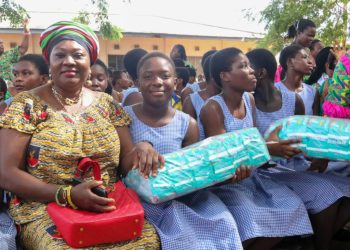 Menstrual hygiene: NDC Volta Regional Women’s Wing distributes pads to Ketasco girls