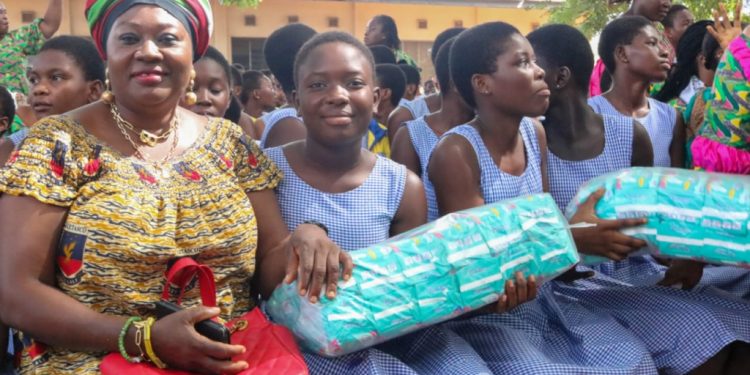menstrual hygiene ndc volta regional womens wing distributes pads to ketasco girls