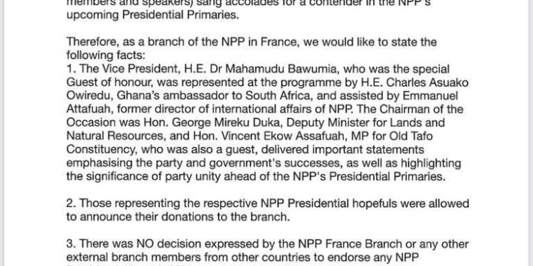 npp france branch dismisses claims of singing accolades for a presidential contender