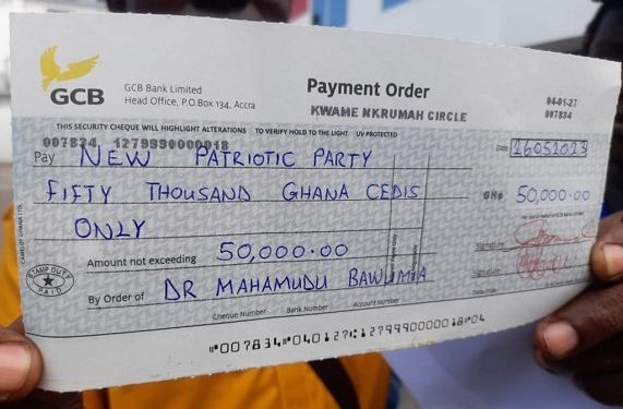 npp rejects c2a250k cheque from bawumia fun club