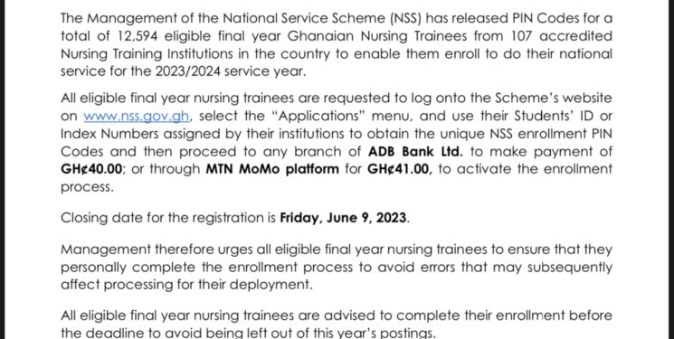 nss releases pin codes for 2023 24 registration for 12594 nurses