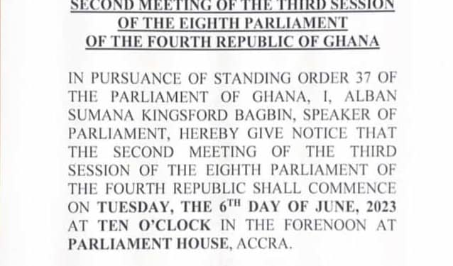 parliament resumes sitting on june 6