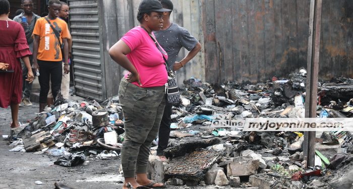 photos shop owners count losses after sundays fire outbreak at kwame nkrumah interchange