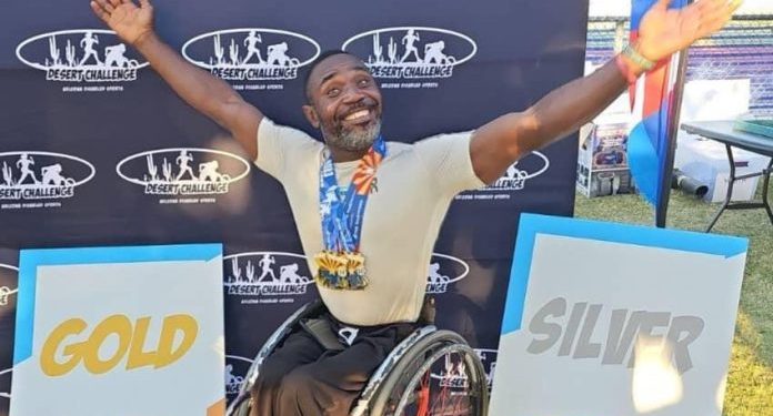 raphael botsyo nkegbe wins gold at desert challenge wheelchair race in usa