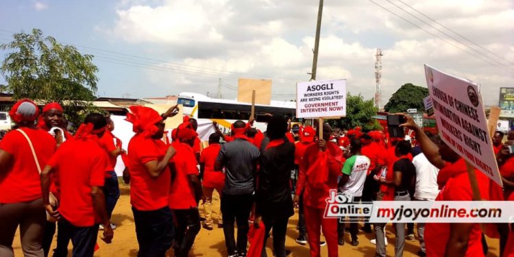reinstate dismissed union leaders immediately protestors tell sunon asogli management