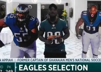 Stonebwoy and Stephen Appiah headline Philadelphia Eagles NFL draft pick at Akosombo