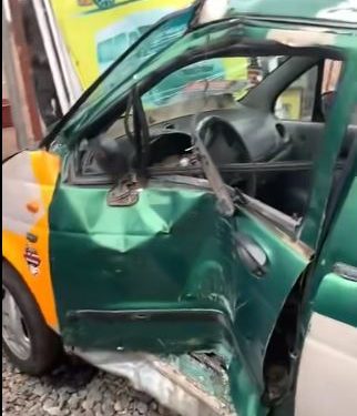 taxicab driver escapes death after colliding with train at alajo