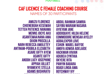 Thirty female coaches assemble in Prampram for CAF License C coaching course