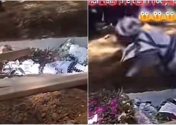 Woman in viral ‘Father Bernard’ video explains why she jumped onto a casket in a grave