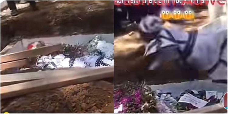 woman in viral father bernard video explains why she jumped onto a casket in a grave
