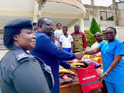 action aid presents 50 life jackets to weija gbawe municipal assembly