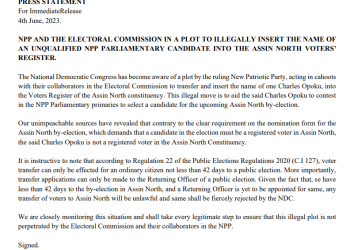 Assin North by-election: NDC accuses NPP, EC of plotting to insert an unqualified candidate’s name in voters register