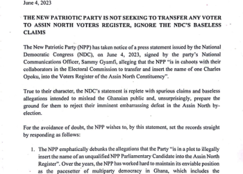 Assin-North by-elections: NDC’s claims spurious, baseless – NPP