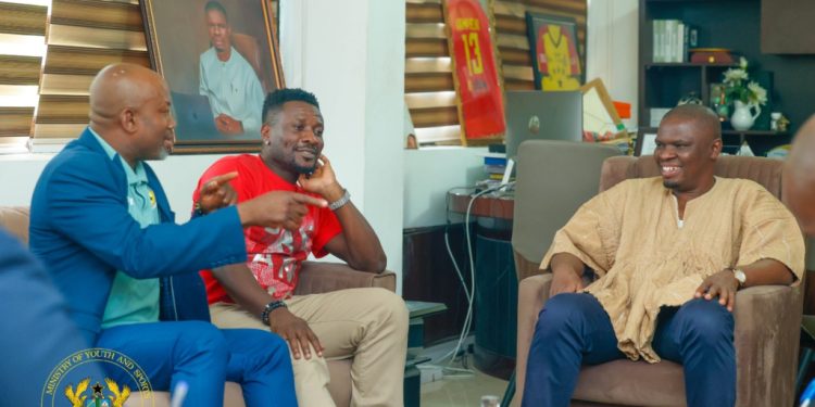 baby jet u 16 tournament asamoah gyan pays courtesy call on sports minister ahead of event