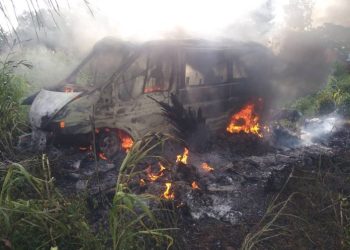 Commercial vehicle burn to ashes in an accident on Akatsi-Dzodze highway