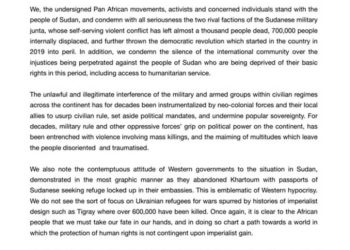 EFF joins other Pan African movements to stand with the people of Sudan