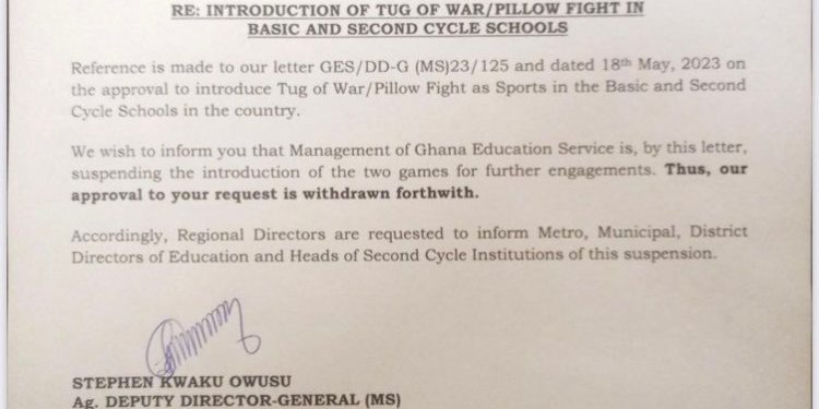 ges suspends approval of tug of war pillow fight in schools